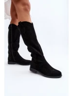 model 21646749 Dámské Černé Krajkové Kozačky - S.Barski
