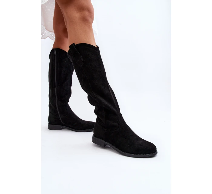 model 21646749 Dámské Černé Krajkové Kozačky - S.Barski