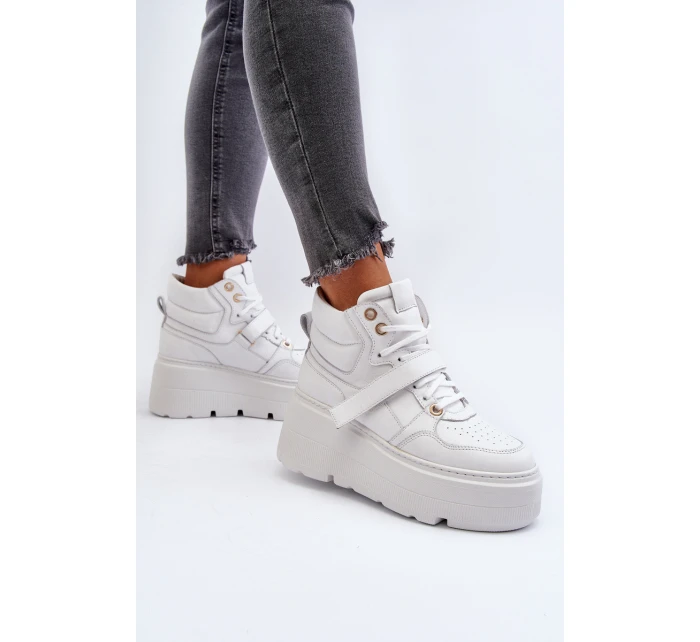 Bílé dámské kožené tenisky model 21652328 - Zazoo