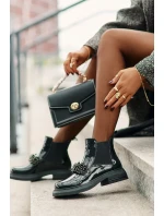 Kožené Lakované Botky S Dekorací Nazouvací Zateplené Černé model 21675534 - EVENTO