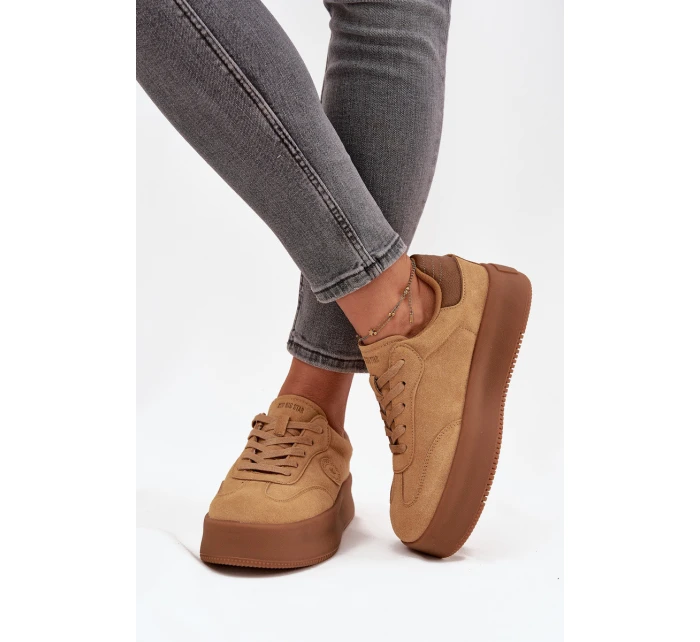Dámské tenisky na platformě Panterka Big Star SS274762 Camel