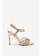 Dámské sandály na jehlovém podpatku s pásky a zlaté model 21821779 - Boto Dámské sandály na jehlovém podpatku s pásky a zlaté model 21821779 - Boto