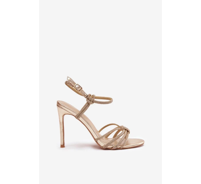 Dámské sandály na jehlovém podpatku s pásky a zlaté model 21821779 - Boto Dámské sandály na jehlovém podpatku s pásky a zlaté model 21821779 - Boto