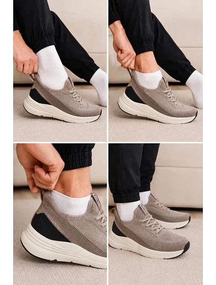 Pánské Sportovní Boty Textilní SlipOn Sneakers Na Platformě Béžové model 22147184 - Kobbo Pánské Sportovní Boty Textilní SlipOn Sneakers Na Platformě Béžové model 22147184 - Kobbo