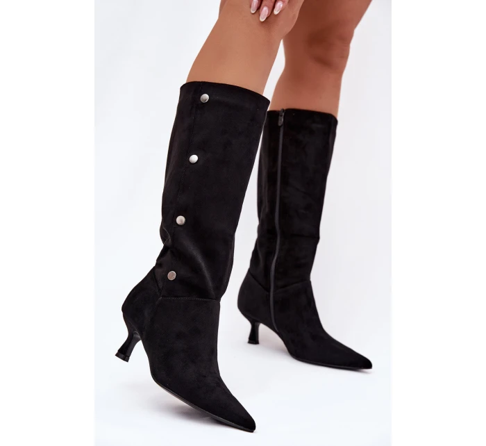 Dámské kozačky s ozdobnými detaily Hovelle – černé Dámské kozačky s ozdobnými detaily Hovelle – černé