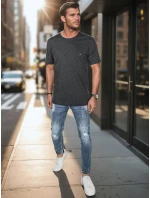 Pánské vyšívané tričko tmavě šedé FashionStreet RX5634 Pánské vyšívané tričko tmavě šedé FashionStreet RX5634