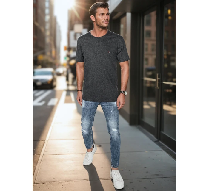 Pánské vyšívané tričko tmavě šedé FashionStreet RX5634 Pánské vyšívané tričko tmavě šedé FashionStreet RX5634