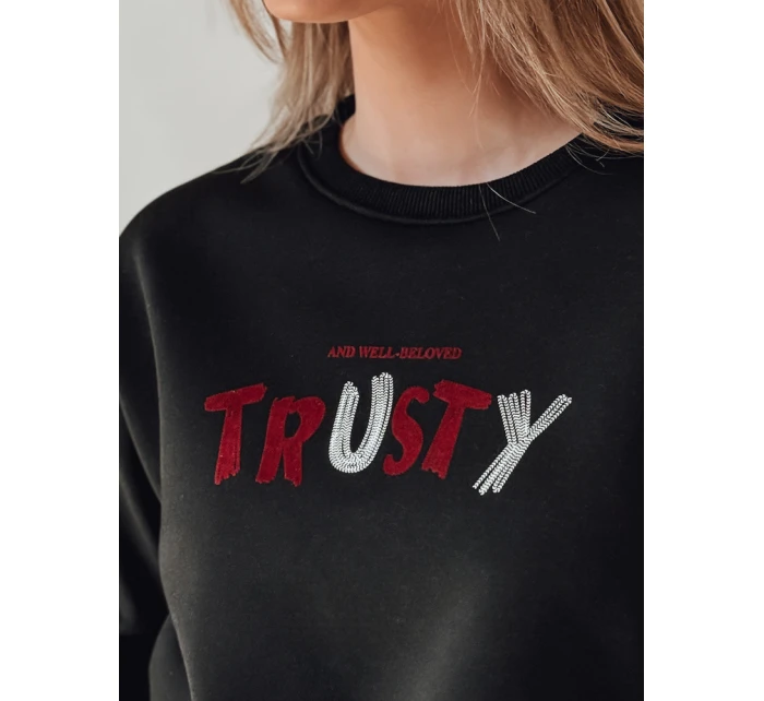 Dámská oversize mikina s výšivkou SOFTRUS černá FashionStreet BY1408