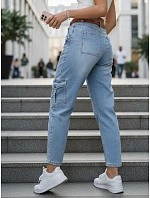 Jeansy damskie fit z cargo niebieskie model 22047094 - FashionStreet