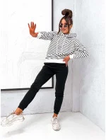 Černý bavlněný dámský teplákový komplet s mikinou model 20934787 - Moon Černý bavlněný dámský teplákový komplet s mikinou model 20934787 - Moon