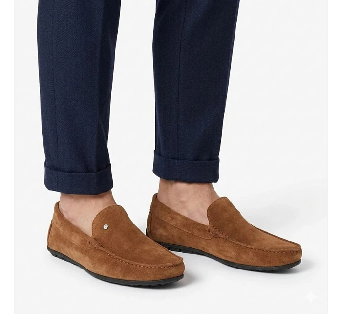 Pánské semišové kožené mokasíny polobotky camel Filippo MP923