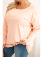 Dámská blůza Plus Size s lodičkovým výstřihem meruňková Dámská blůza Plus Size s lodičkovým výstřihem meruňková