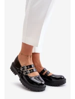 Dámské Lakované Polobotky S Pásky Černé Terione Dámské Lakované Polobotky S Pásky Černé Terione