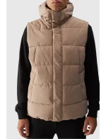 Pánský Péřový Bezrukávník S Kapucí Béžový 4FWAW24TVJAM144-83S