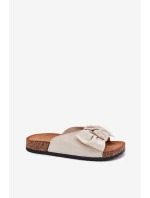 Dámské sandály na korkové podrážce s mašlí béžové model 21701462 - Boto