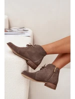 Semišové Boty Na Plochém Podpatku Tmavě Béžové Zazoo