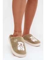 Kožešinové pantofle s medvídkem zelené model 21772566 - Boto Kožešinové pantofle s medvídkem zelené model 21772566 - Boto