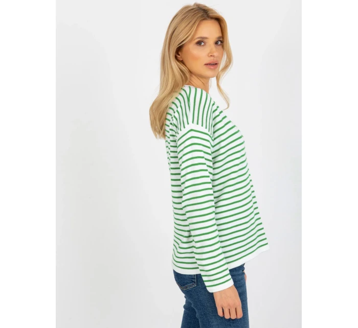 Dámský svetr LC SW 6006 .22 bílé a zelené - FPrice Dámský svetr LC SW 6006 .22 bílé a zelené - FPrice