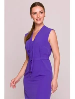 model 21154788 Šaty áčkového střihu s vázáním a výstřihem do V fialové - STYLOVE model 21154788 Šaty áčkového střihu s vázáním a výstřihem do V fialové - STYLOVE