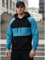 Pánská základní mikina s kapucí s černými a námořnickými pruhy FashionStreet BX5899