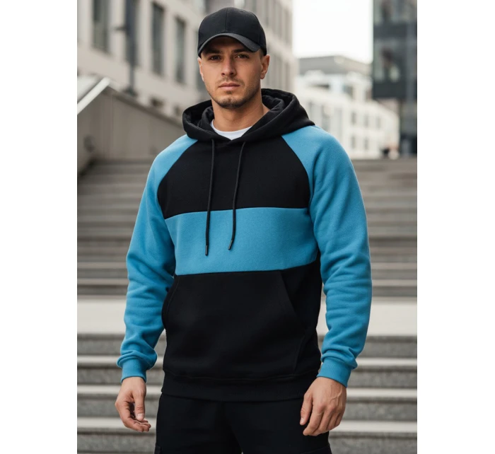 Pánská základní mikina s kapucí s černými a námořnickými pruhy FashionStreet BX5899