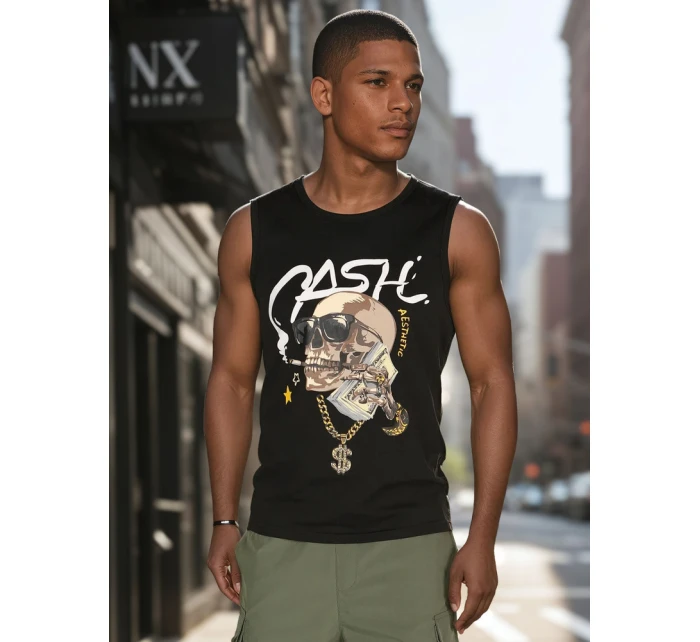 Pánské tričko bez rukávů černé FashionStreet RX5653 Pánské tričko bez rukávů černé FashionStreet RX5653