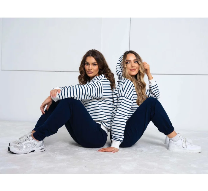 Tmavě modrý dámský bavlněný teplákový komplet s mikinou model 21777414 - Moon