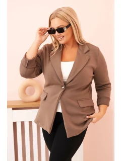 Dámská viskózová blazer Plus Size s dlouhým rukávem a límcem fango