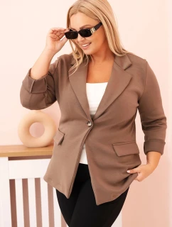 Dámská viskózová blazer Plus Size s dlouhým rukávem a límcem fango