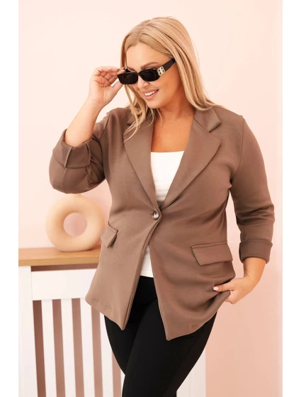 Dámská viskózová blazer Plus Size s dlouhým rukávem a límcem fango