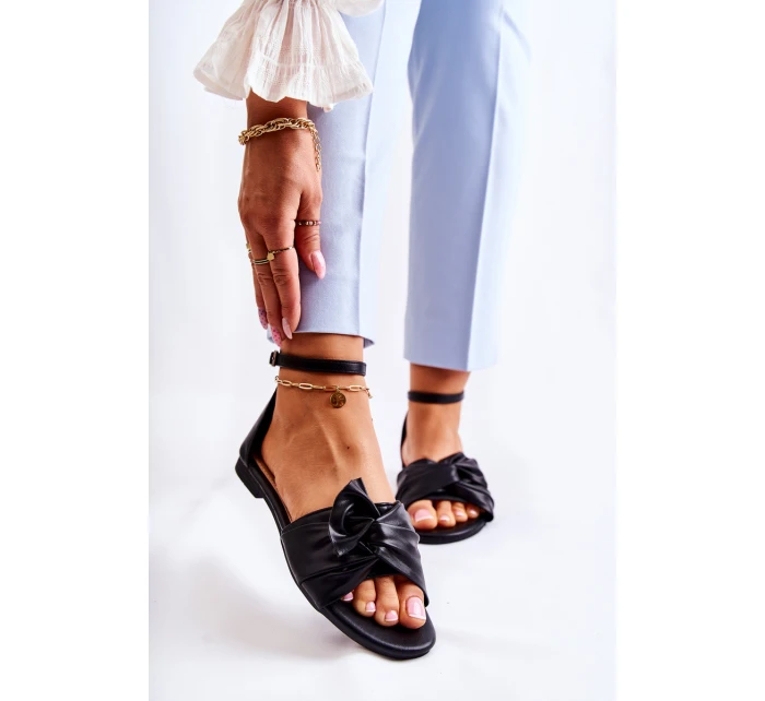 Módní dámské kožené sandály černé model 21587781 - EVENTO