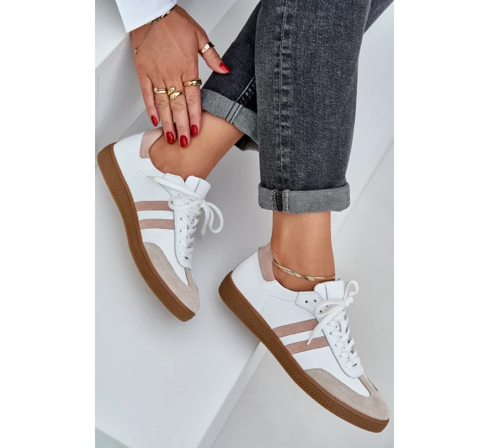 model 21684277 Kožené Nízké Sneakersy Dámské Béžové - Zazoo