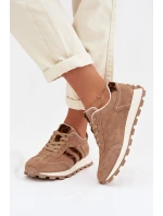 Dámské semišové tenisky na platformě Leopardí vzor model 22013938 Hnědé - S.Barski