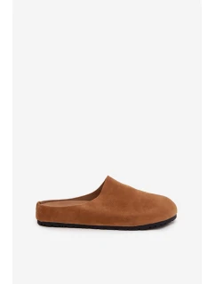 Dámské pantofle a chodaki na platformě – camel Sylviane