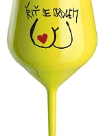 ŘIŤ SE SRDCEM - žlutá nerozbitná sklenice na víno 470 ml