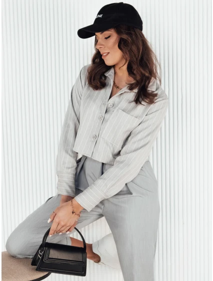 Dámská pruhovaná košile GIRSA šedá FashionStreet DY0402 Dámská pruhovaná košile GIRSA šedá FashionStreet DY0402