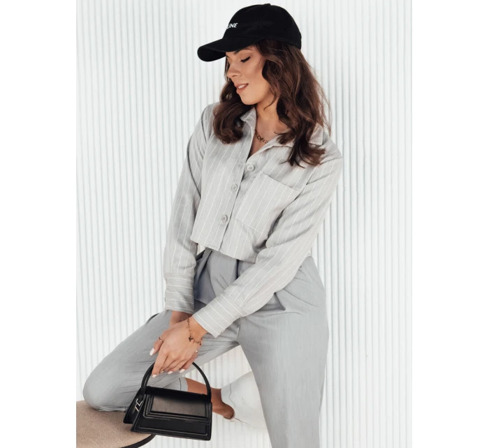 Dámská pruhovaná košile GIRSA šedá FashionStreet DY0402 Dámská pruhovaná košile GIRSA šedá FashionStreet DY0402