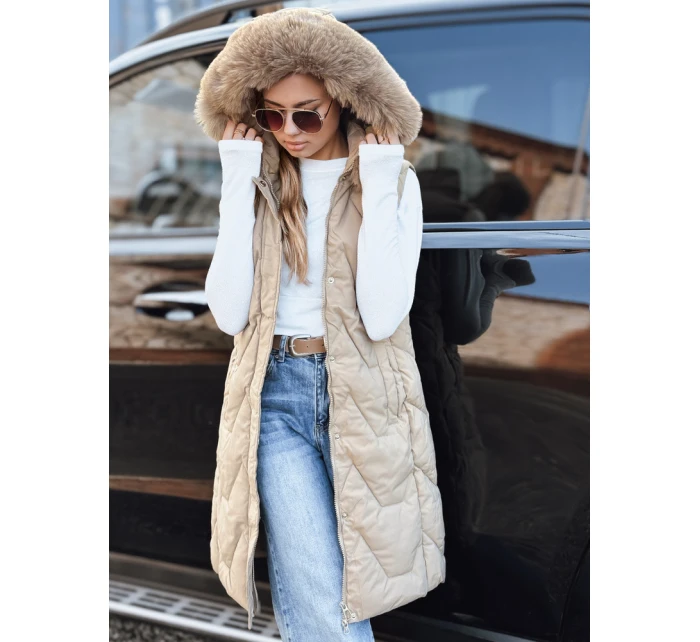 Dámská prošívaná béžová vesta Dstreet model 21993342 - FashionStreet