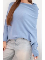 Svetr dámský viskózový asymetrický typu netopýr džínový modrý Svetr dámský viskózový asymetrický typu netopýr džínový modrý