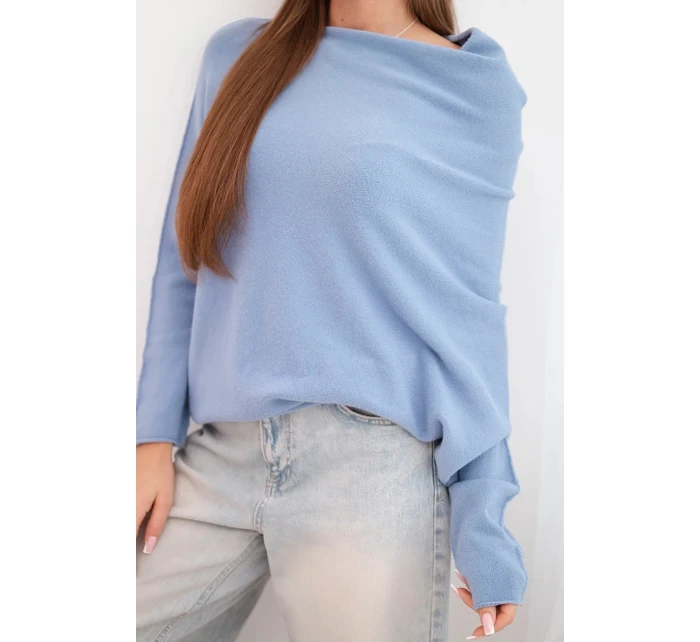 Svetr dámský viskózový asymetrický typu netopýr džínový modrý Svetr dámský viskózový asymetrický typu netopýr džínový modrý