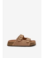 Dámské pantofle se zlatými a knoflíky Khaki model 21919020 - Boto