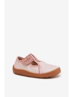 Dětské pantofle na suchý zip lesklé Barefoot Froddo Cannvas G1700439-2 Růžové