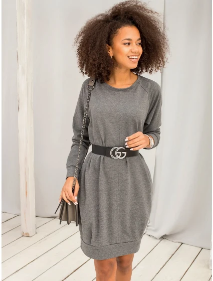 Šaty RV TU model 14820500 tmavě šedá - FPrice Šaty RV TU model 14820500 tmavě šedá - FPrice