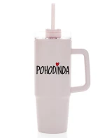 POHODINDA - růžová cestovní termoska s průhledným víčkem 900 ml