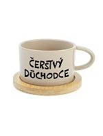 ČERSTVÝ DŮCHODCE - krémový hrníček makronka 200 ml ČERSTVÝ DŮCHODCE - krémový hrníček makronka 200 ml