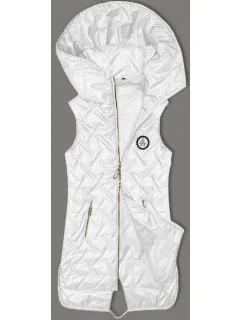 Bílá dámská prošívaná vesta s kapucí model 20970120 - S'WEST