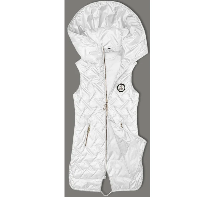 Bílá dámská prošívaná vesta s kapucí model 20970120 - S'WEST