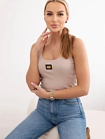 Žebrovaná halenka s třpytkami béžová