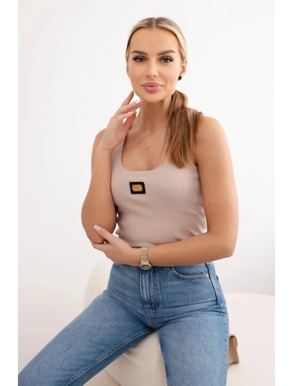 Žebrovaná halenka s třpytkami béžová