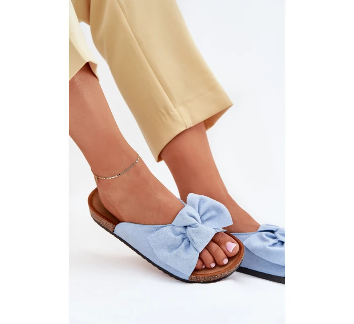 Dámské Pantofle Na S Mašlí Modré model 21701483 - Boto Dámské Pantofle Na S Mašlí Modré model 21701483 - Boto